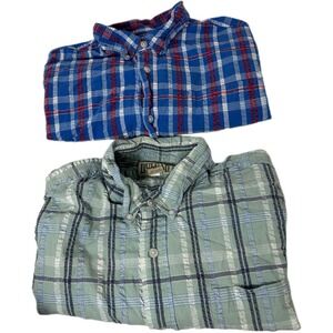 Duluth Trading Co Ripple Rouser Seersucker Short Sleeve Shirt‎ Men's XL Lot of 2